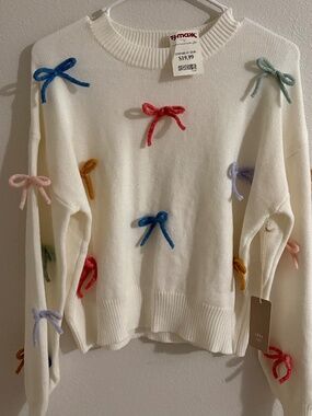 NWT Luna Ivy Colorful Bow Sweater